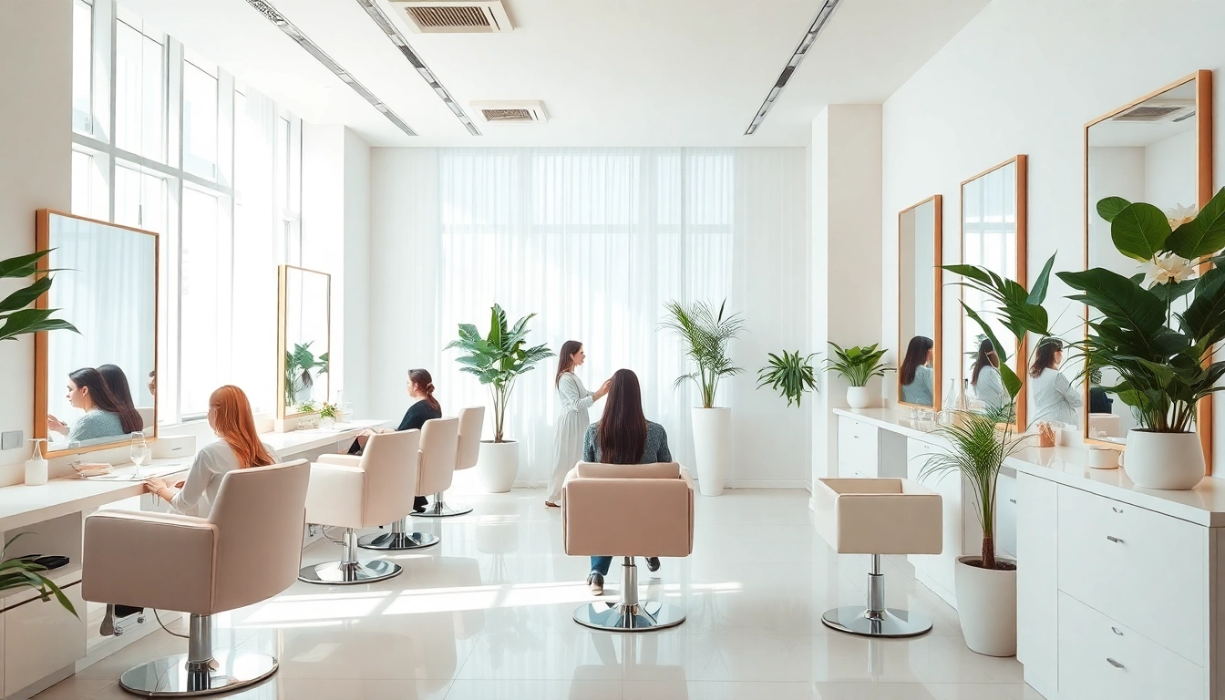 Ladies hair salon Dubai featuring a luxurious interior with elegant decor and professional hairstyling.