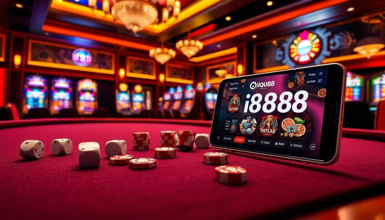 Experience thrilling gameplay at iq88 casino with dynamic poker chips and sparkling slot machines.