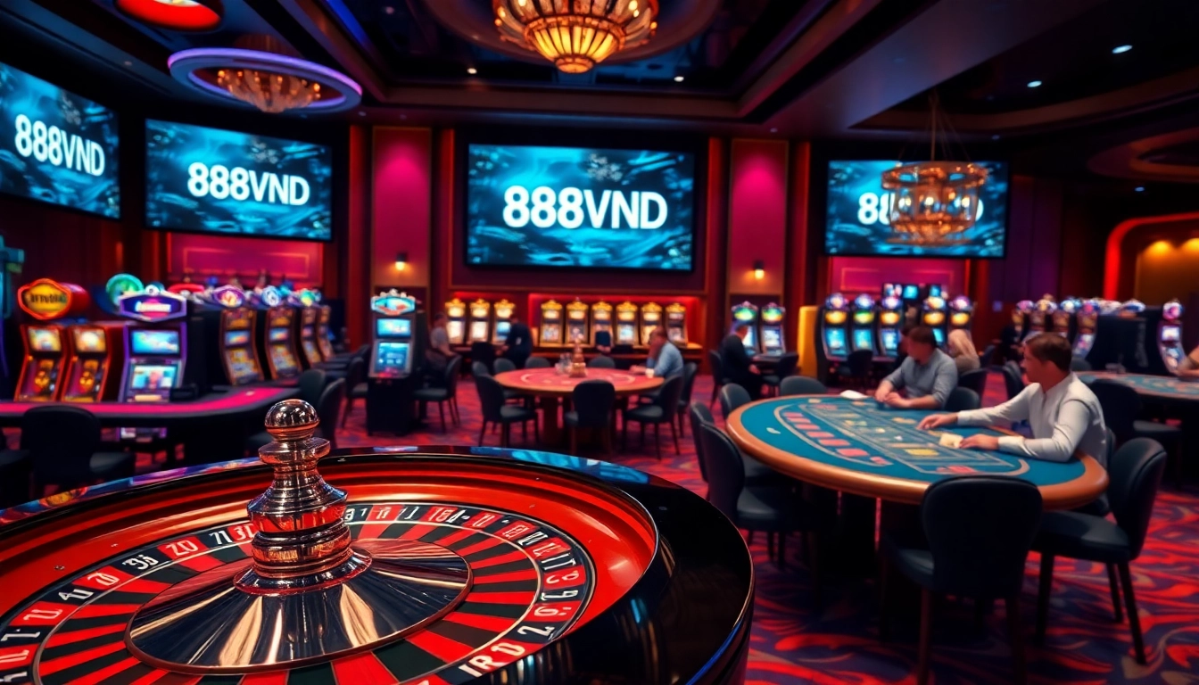 Engaging with link 888VND at luxurious casino tables enjoying thrilling poker and roulette games.