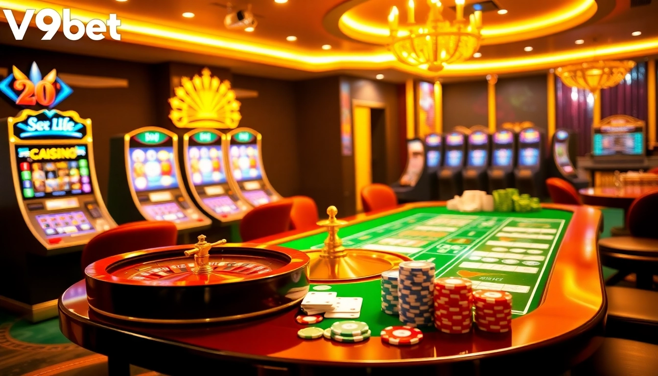 Experience the excitement of gambling at Trang chủ V9bet with vibrant casino elements.