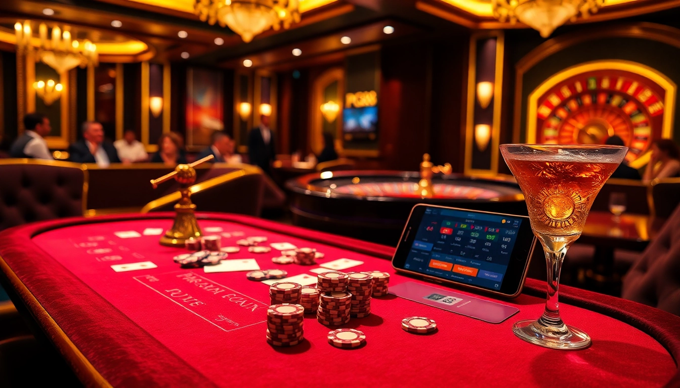 Engaged players at PG88's luxury casino table with poker chips and cards