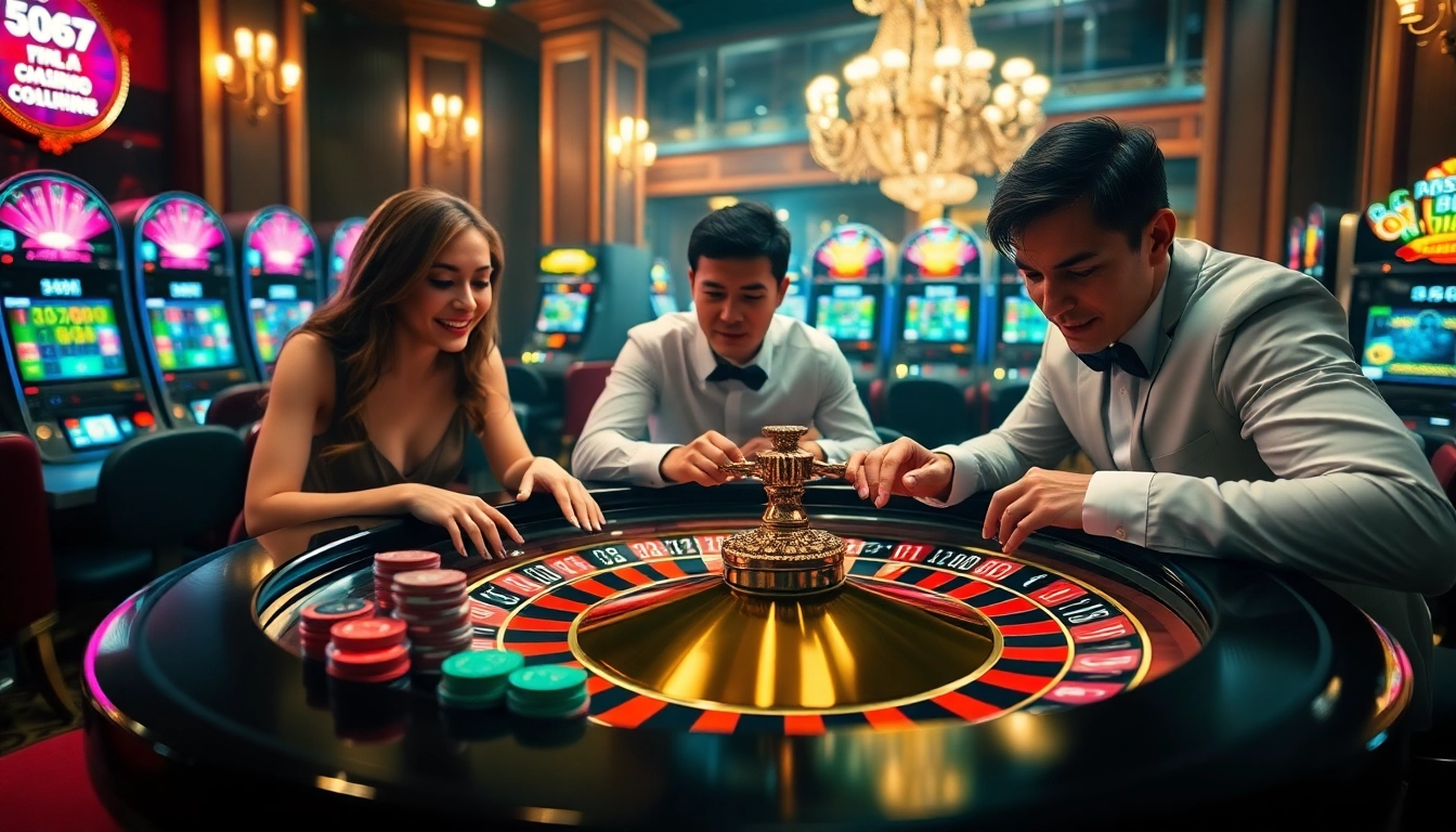 Players enjoying an exhilarating moment at the roulette table in the luxurious atmosphere of https://lucky88.cn.com/, highlighting the excitement of casino gaming.