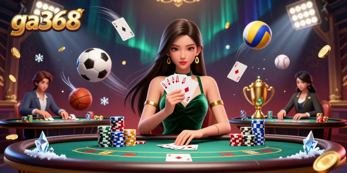Engage with ga368's thrilling betting experience while enjoying high-stakes poker at a luxury table.