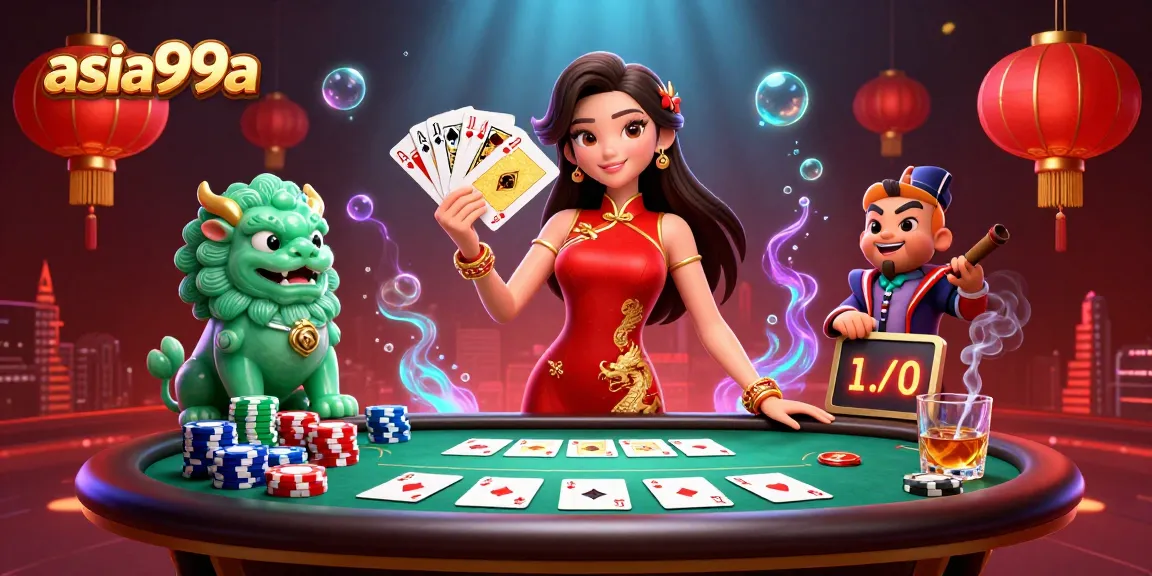 Experience thrilling gameplay at asia99a with a vibrant casino scene featuring an elegant woman in qipao.