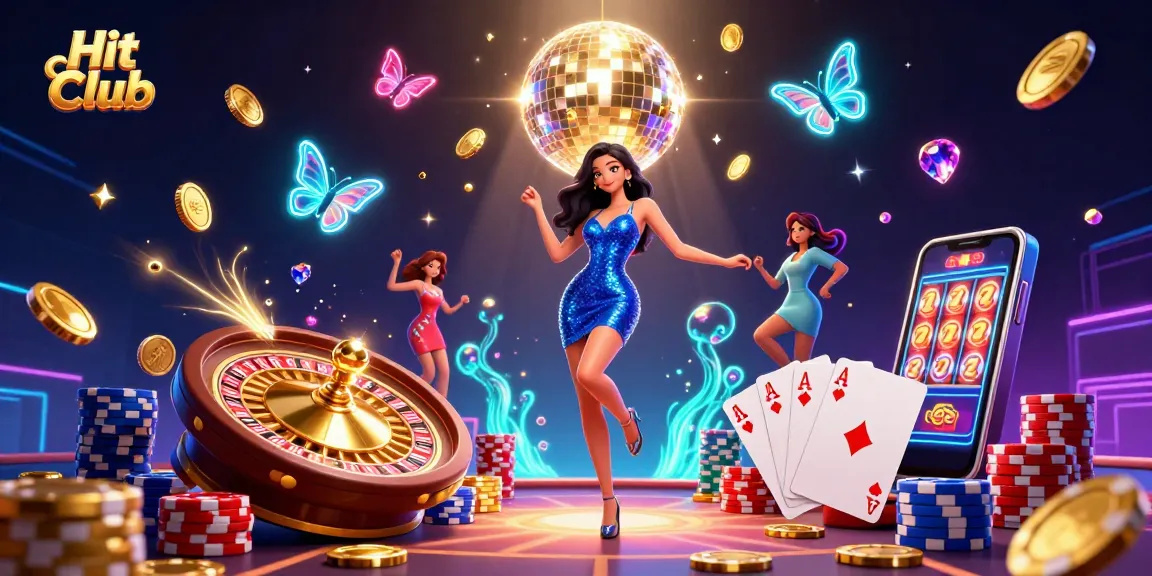 Experience Hit Club's vibrant casino atmosphere featuring dynamic characters and exciting game elements.