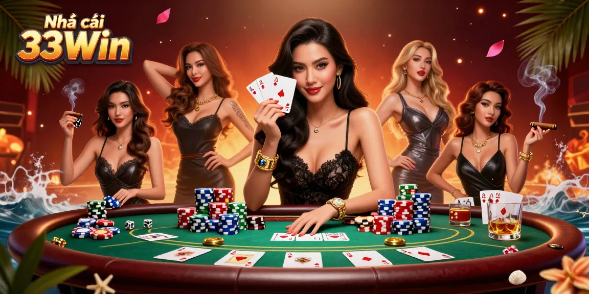 Experience thrilling gameplay at Nhà cái 33Win with elegant visuals of gaming excitement.