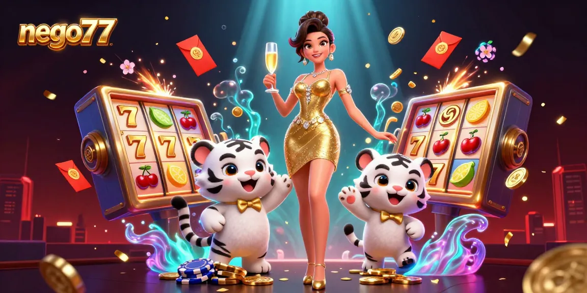 Engage with NEGO77's exciting slot games featuring glamorous characters and vibrant visuals.