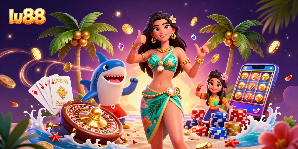 Experience thrilling gaming moments at lu88 with a vibrant beach scene filled with casino fun.