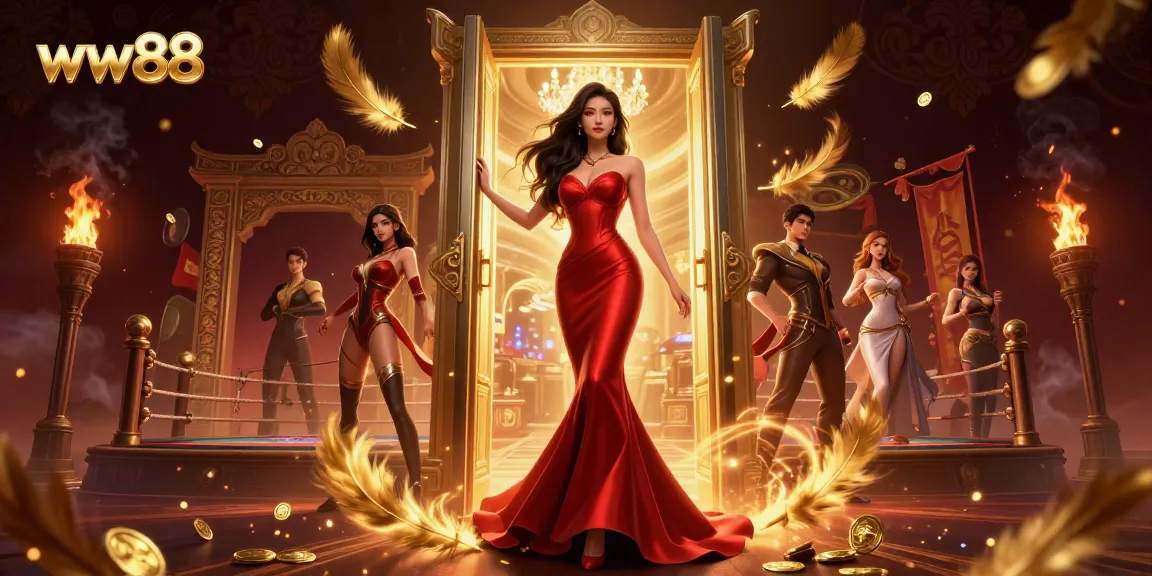 Win big at ww88 with an immersive casino experience, featuring a glamorous entrance and gaming excitement.