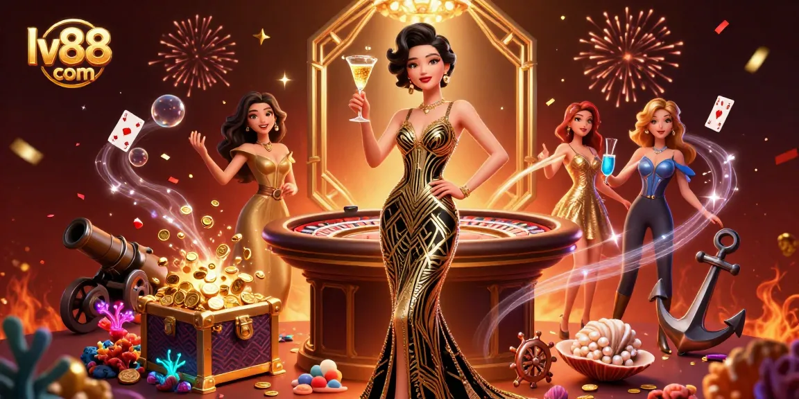 Experience the thrill of lv88 com with a glamorous gaming scene featuring an elegant casino atmosphere.