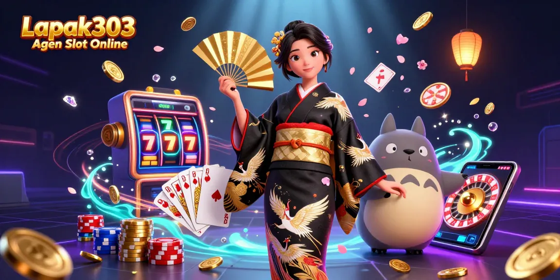 Experience thrilling action at Lapak303 Agen Slot Online with vibrant 3D casino elements and playful characters.