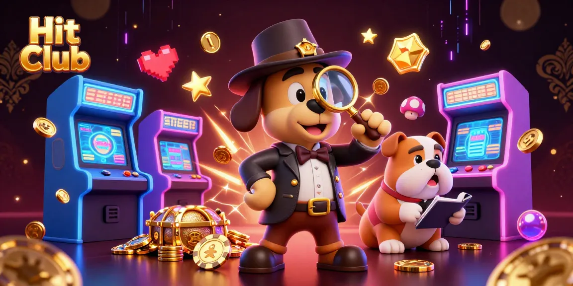 Hit Club players strategizing with colorful casino games and golden chips during an energetic session