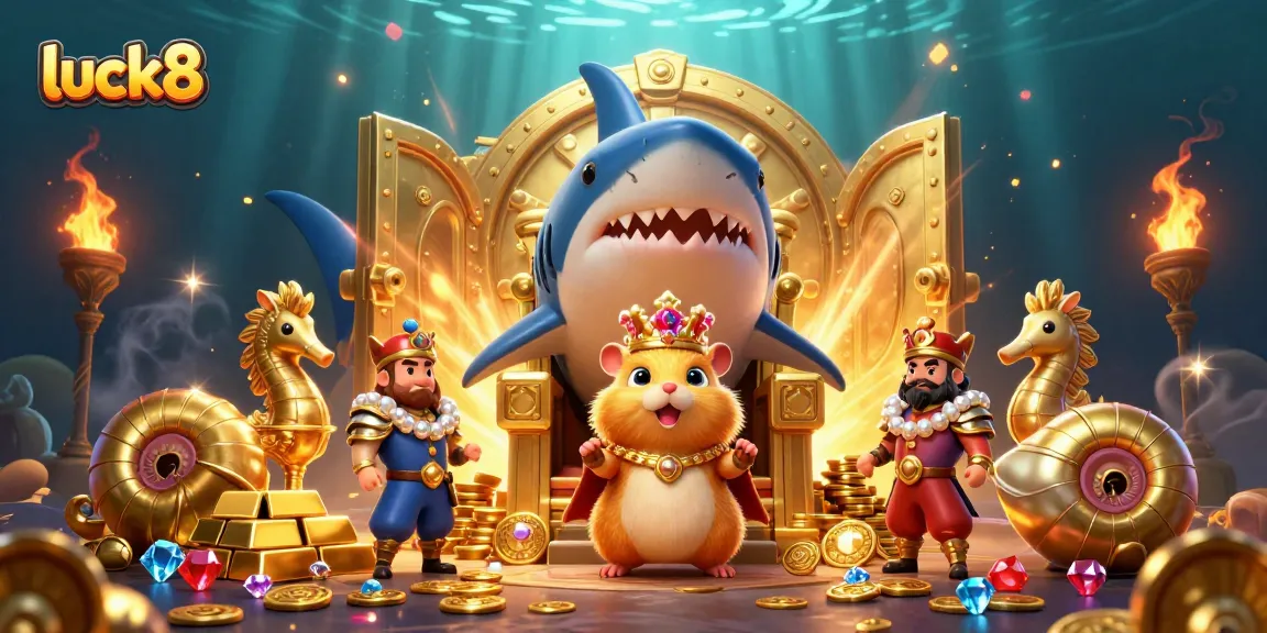 Experience the thrill of luck8 with a hamster king among treasures in a vibrant casino setting.