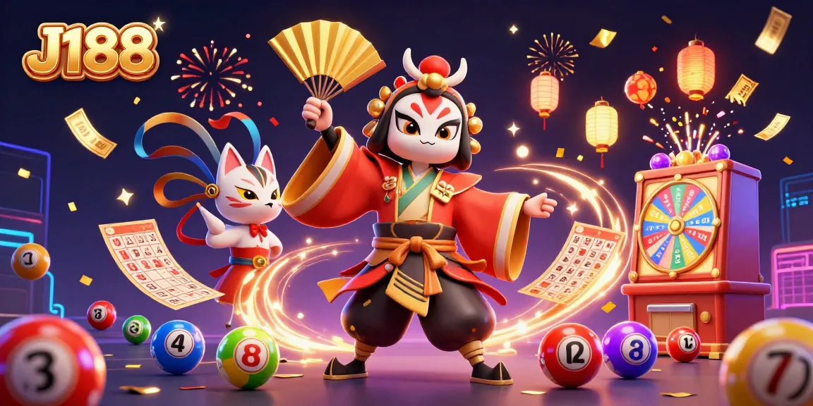Experience winning excitement with J188 featuring vibrant lottery elements and energetic characters.