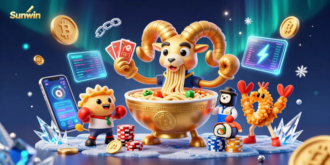 Engage with Sunwin while experiencing thrilling card games with colorful characters in a vibrant casino scene.