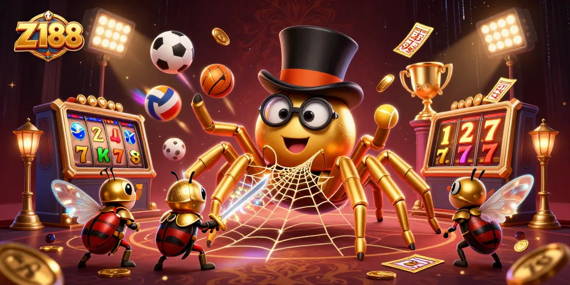 Experience the thrills of Z188 casino with dynamic characters amid vibrant gaming elements.