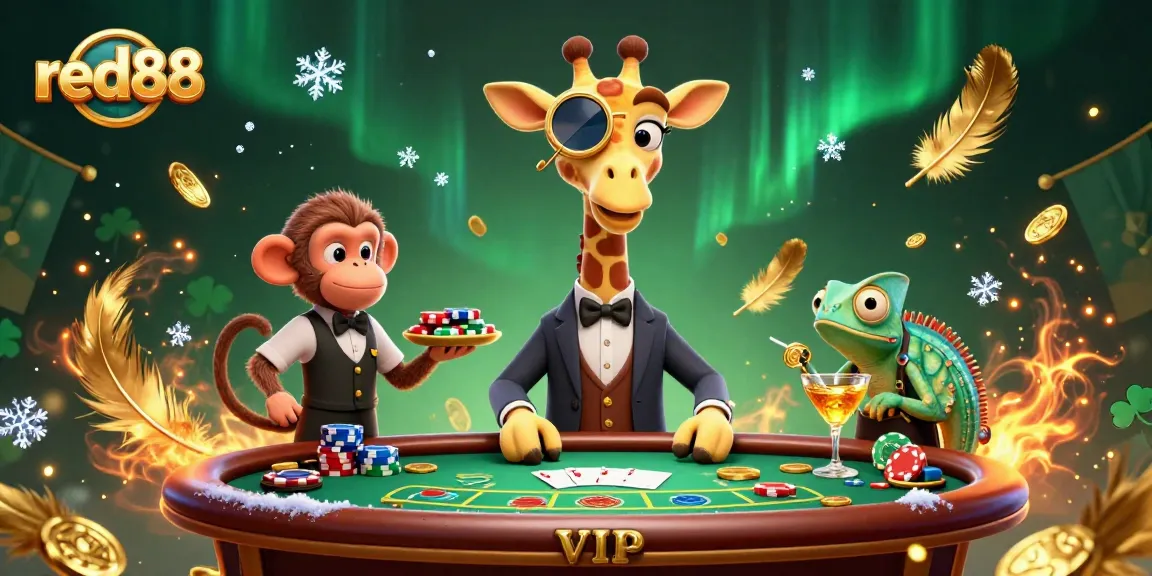 Experience high-stakes poker excitement with red88 in this vibrant, animated casino scene.