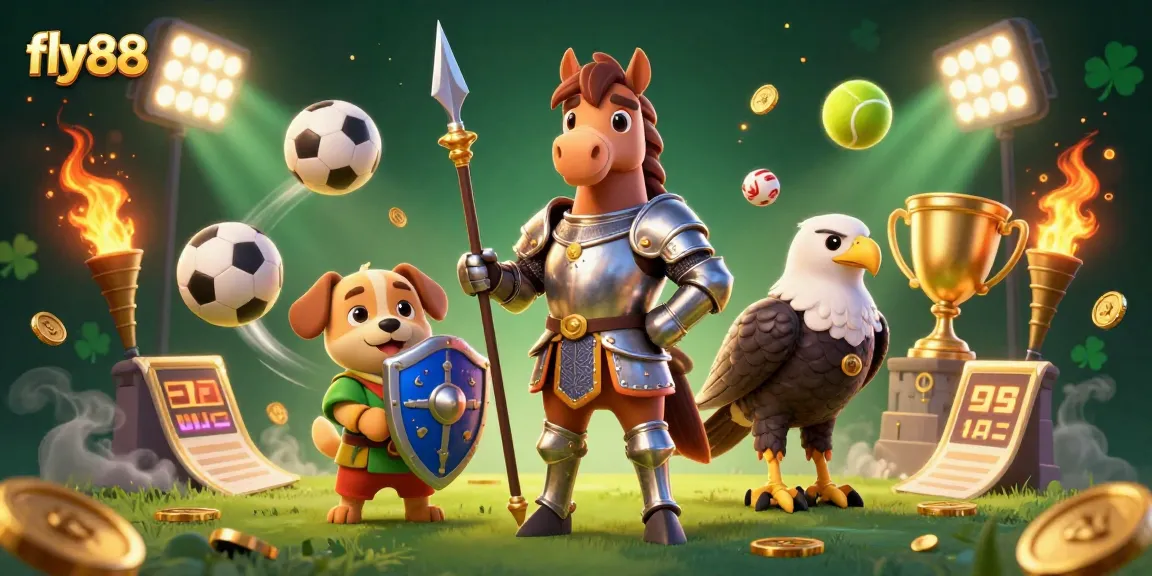 Engage in thrilling gaming adventures at fly88 with knights and sports elements.