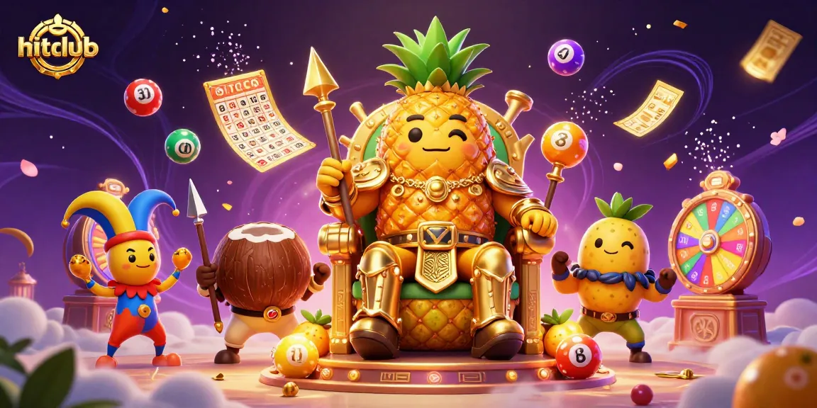 Experience hitclub's vibrant casino world with a king and jester amidst lively game elements.